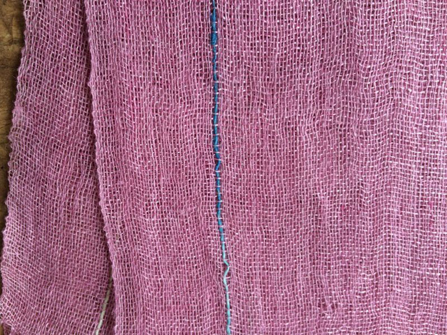 宮崎朝子・おお麻（ヘンプ）手織りマフラー【ピンク系】グラデーション糸
