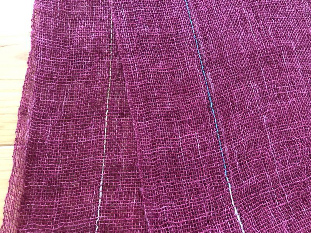 宮崎朝子・おお麻（ヘンプ）手織りマフラー【ローズピンク～赤】グラデーション糸