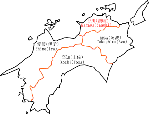 四国の地図（香川県・讃岐）